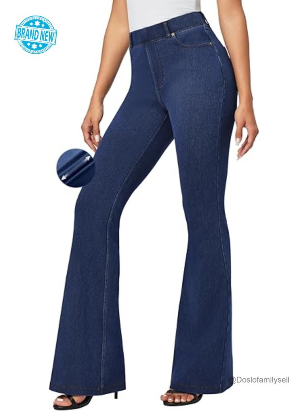 Bell Bottom Jeans High Waist Pull On Bootcut Stretchy Flare Leggings Tummy